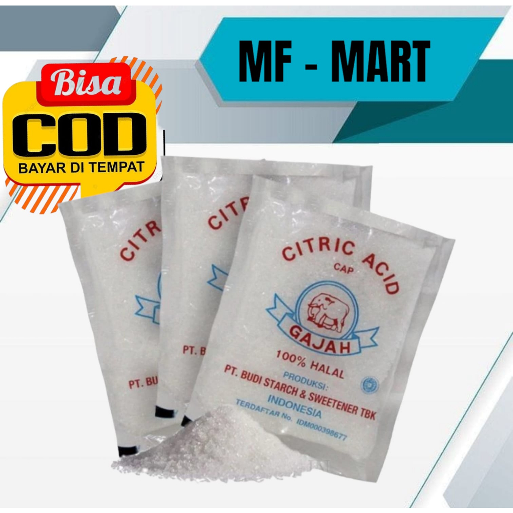 

MF MART / Citrun Acid Cap Gajah 50gr | Citric Asam Sitrat | Pemutih | Pembersih Sitrun Zuur