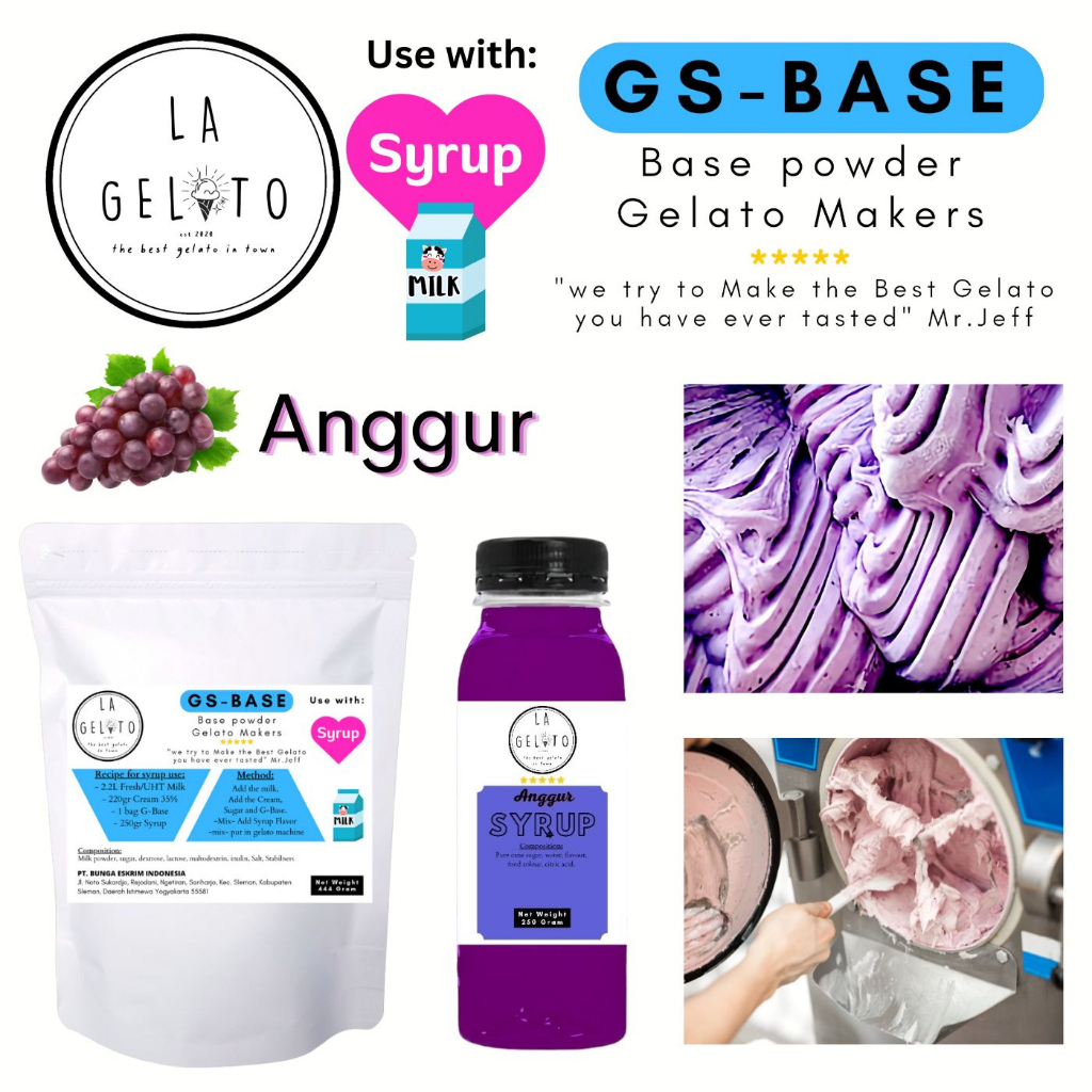 

Bubuk es Gelato dengan sirup Anggur
