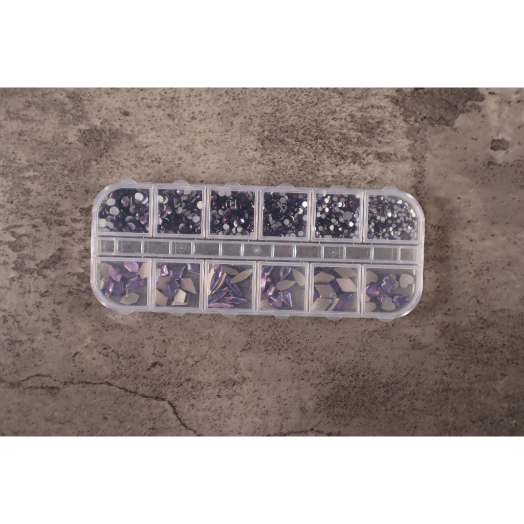 Cerita Resin - Aksesoris Resin Art 12 Grid Flat Resin Nail Art Purple