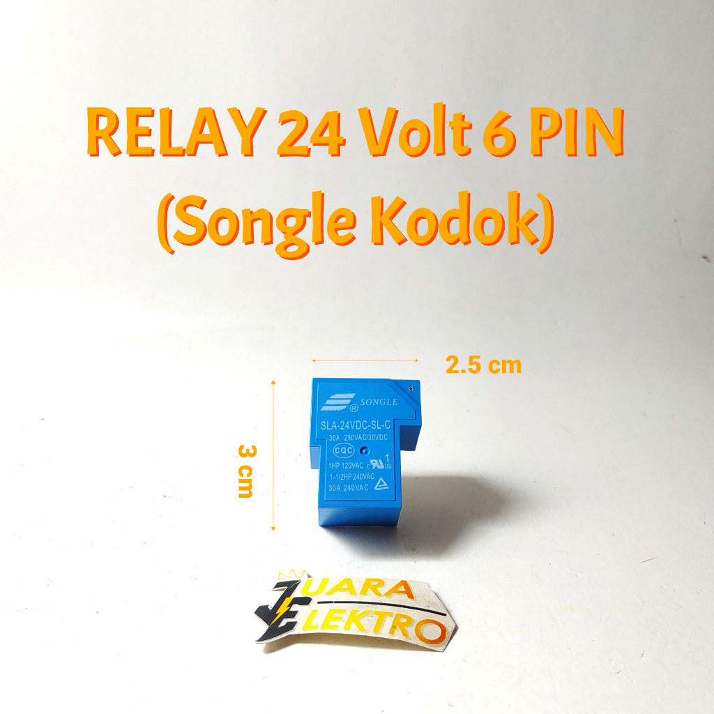 RELAY 24 VOLT 6 PIN SONGLE - MAX (KODOK) | Rilay 24V (Relay Kodok SLA 24V DC 6 Kaki)