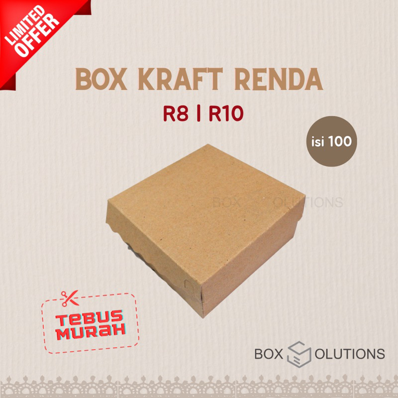 

[isi 100] Dus / box kue kraft renda coklat R8 / R10 - 18x18x7 / 20x20x7 cm