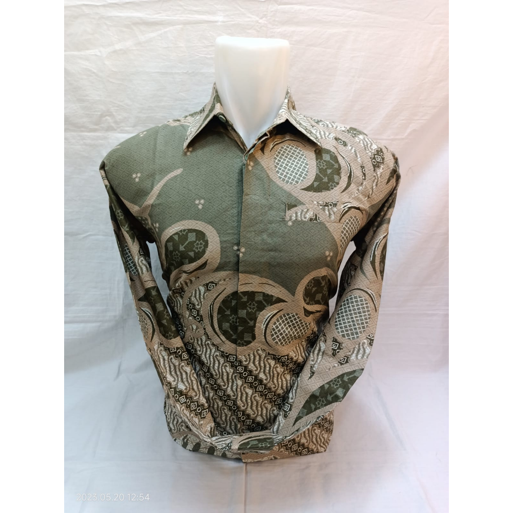 BAJU BATIK PASTEL SAGE PRIA LENGAN PANJANG KATUN