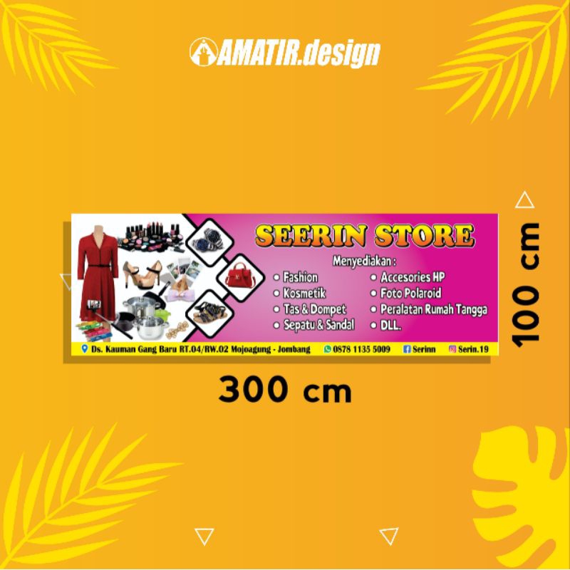 BANNER TOKO BAJU, SEPATU, TAS, ACCECORIES, DLL (100x300 cm)