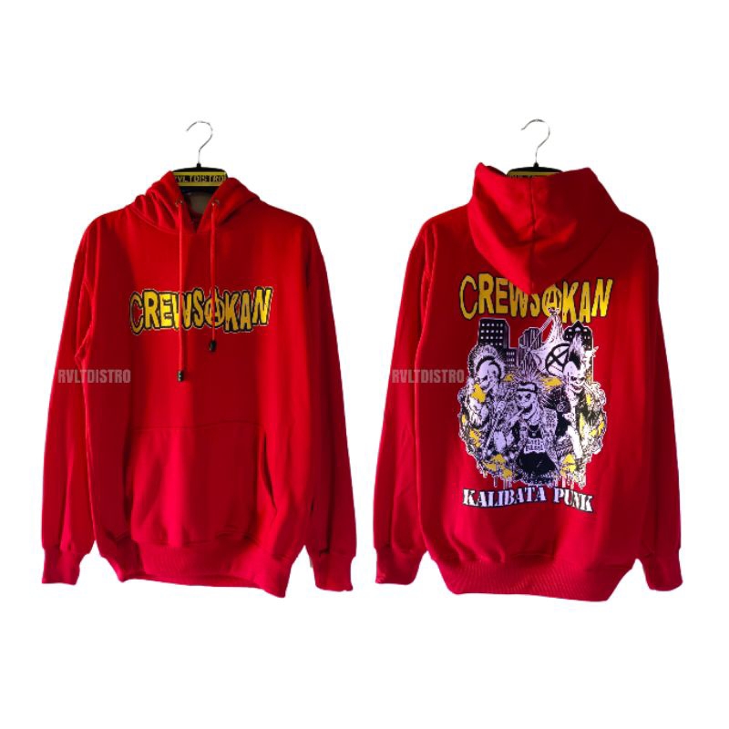 Jaket Hoodie Band Punk Crewsakan kalibata merah / jaket pria / jaket punk