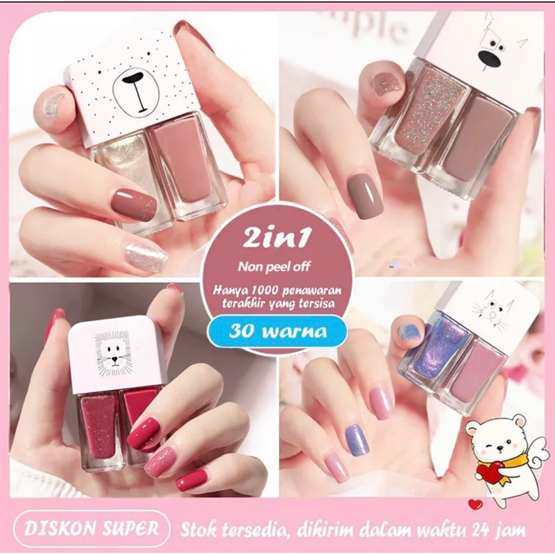 Alnece 2 In 1 Kutek No Peel Off, Cat Kuku 2 Warna