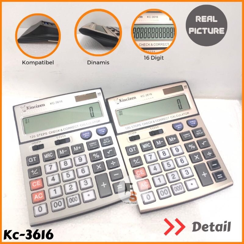 

kalkulator Besar 16 Digit merek kincizen angka transparan tipe kincizen KC 3616