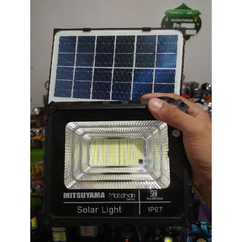 LAMPU SOROT TENAGA SURYA 100WATT MITSUYAMA MS-96100A IP67 DETEKSI CAHAYA