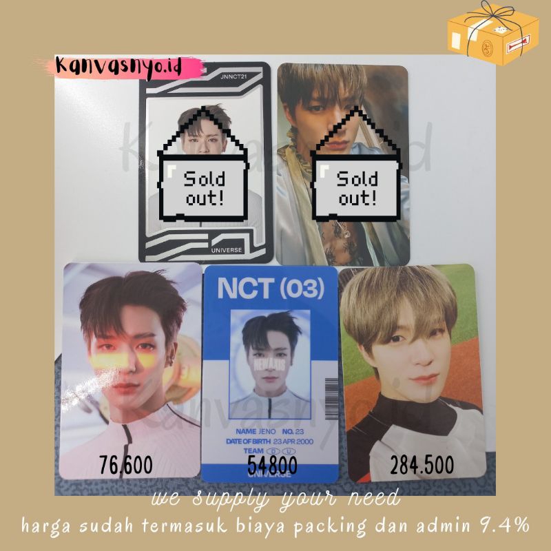 Photocard Official Jeno NCT Dream Universe, Lets play ball TC, Binder, pendant necklace, abs, PC