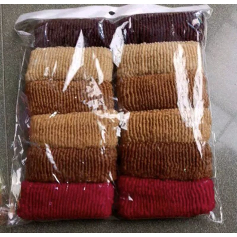 [12 PCS] Ikat Rambut Donat Polos Ukuran Tanggung Ikat Donat Grosiran
