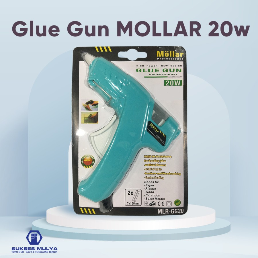 MOLLAR Glue Gun 20 Watt Pink Alat Lem Bakar Lem Tembak