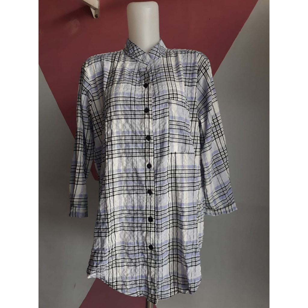 KEMEJA BLOUSE CRINKLE // KEMEJA ATASAN WANITA MOTIF KOTAK