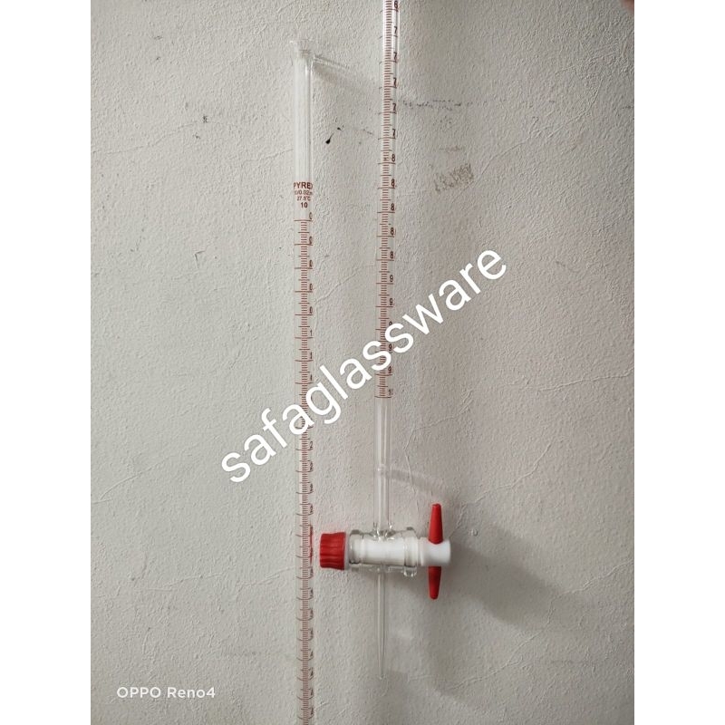 Buret 10ml Pyrex Kran Teflon