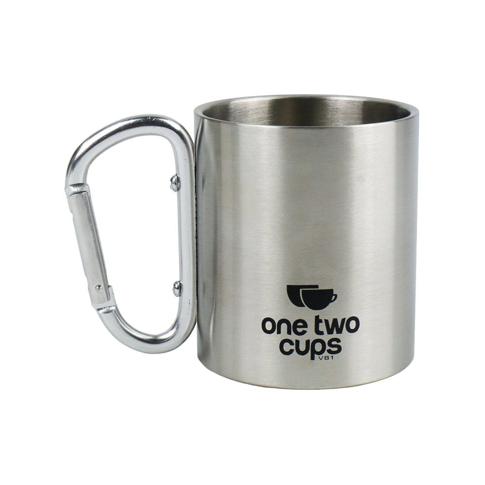Mug carabiner stainless steel 220ml - mug stainless - mug stainless steel - cangkir - mug carabiner
