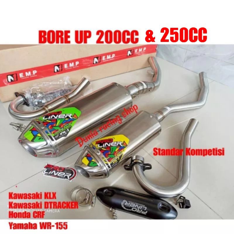 Knalpot Proliner XR1 XR 1 BORE UP 200CC 250CC KLX 150 DTracker WR 155 CRF 150 Fullset Fullsystem Leh