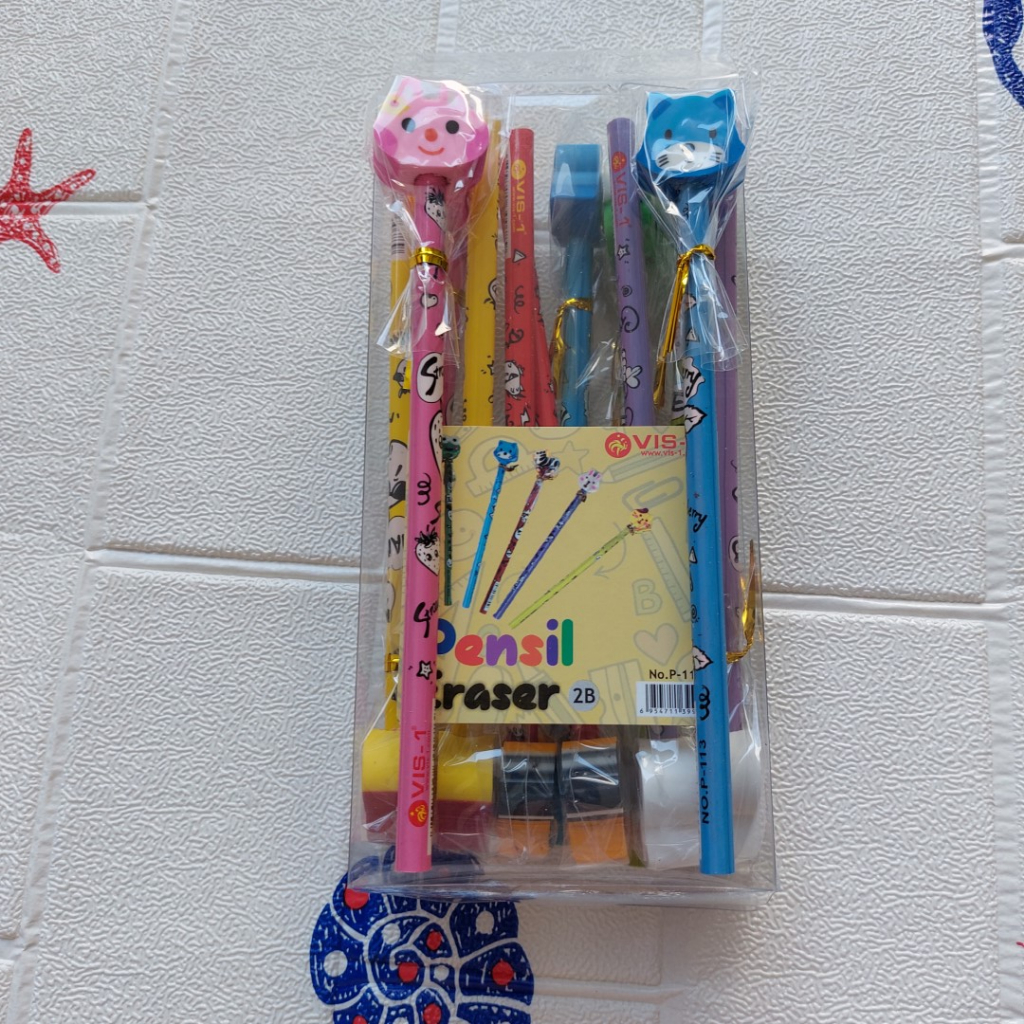 

1 LUSIN Pensil Kepala Penghapus Fancy VIS-1 P-113 MOTIF RANDOM
