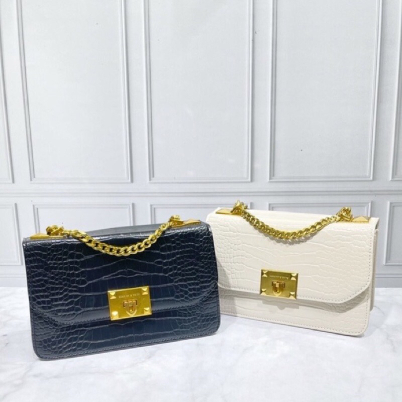 Tas Selempang Wanita Ck Croc Effect Chain Strap Crossbody