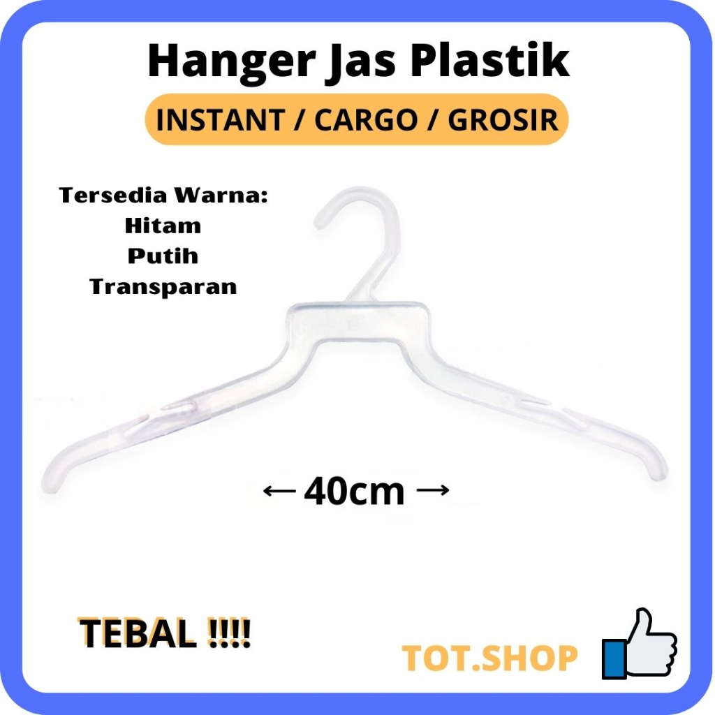 Hanger Gantungan Baju Plastik Jas, Laundry, Hem, Kaos Butik Hanger Hoodie Kaos Jaket Jas Size Dewasa