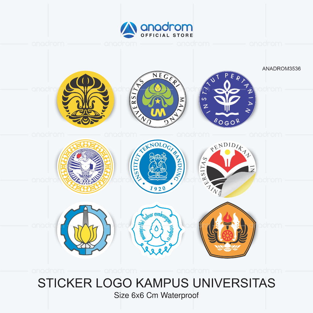 

Sticker Logo kampus | Sticker Logo Universitas | Size 6x6 Cm Waterproof | Anadrom 3536