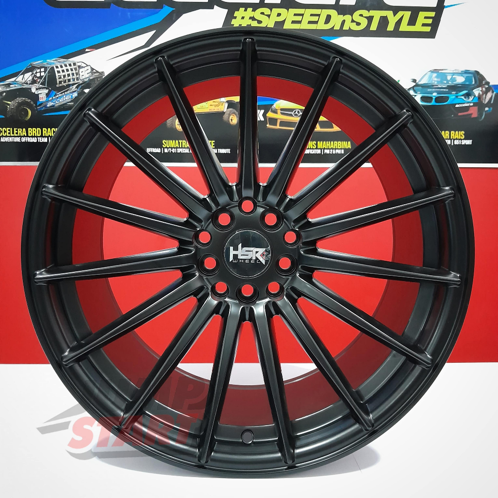 Velg mobil jari jari ring18 Hsr wheel Tsukuba lubang 5 double pcd lebar 8/9 warna hitam r18
