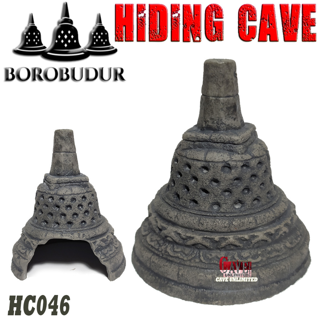 HC046 HIDINGCAVE DEKORASI AKUARIUM IKAN HIAS MINIATUR STUPA CANDI BOROBUDUR DEKORASI AQUASCAPE AQUAR