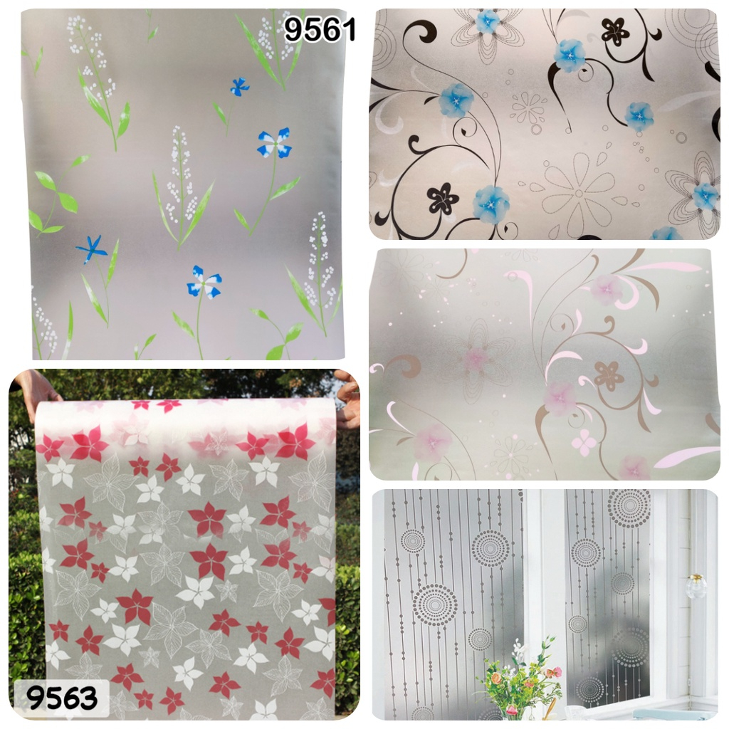 Stiker Kaca Jendela & Stiker dapur Stiker Pintu kaca Stiker cermin Motif Bunga 45Cm x 1M