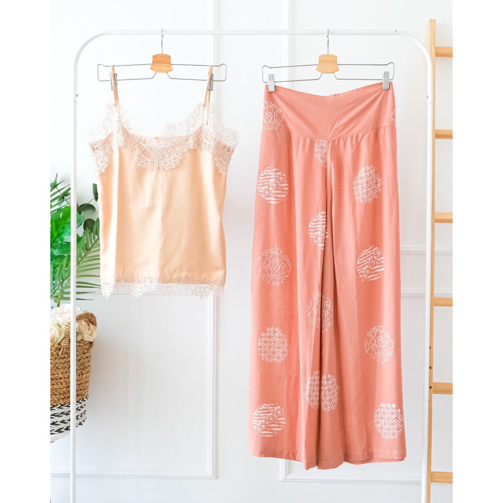 TANK TOP SET BATIK CAMISOLE GOLD BATIK MODERN KAMISOL SETELAN COKLAT BATIK PASTEL WANITA TANK TOP TA