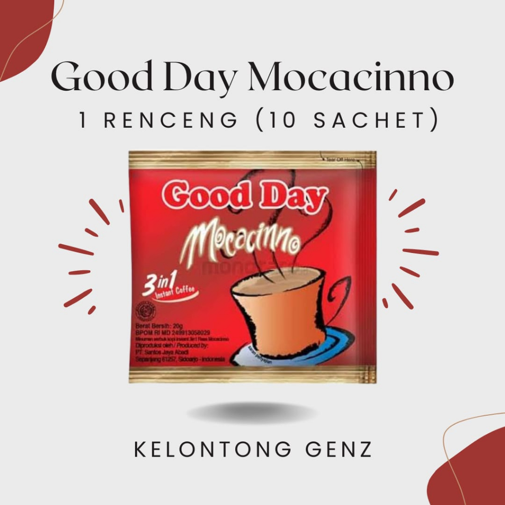 

Kopi Good Day Goodday Gooday Mocacinno Moccacino Moccacinno Mocacino Mokacino Merah 3in1 1 Renceng/10 Sachet