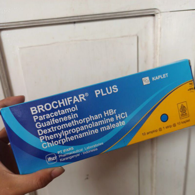 Brochifar Plus Strip 10 tablet batuk kering, demam, flu, bersin anak dan dewasa