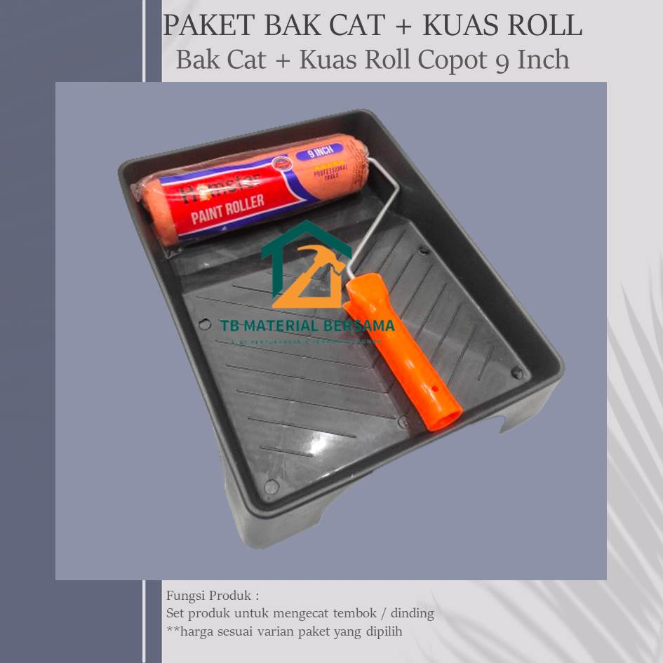 HAMSTER PAKET Bak Cat + Kuas Roll COPOT 9 inch / Bak Cat Tembok / Kuas Roll Tembok / Kuas Cat Dindin