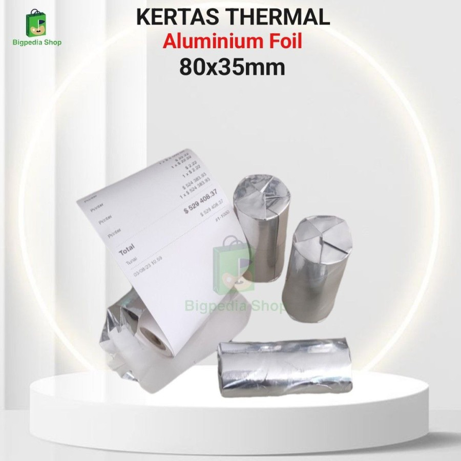 

Kertas Thermal 80x35 ALUMINIUM FOIL per 1 roll