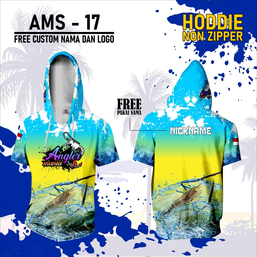 Jersey hoodie baju mancing udang kaos angler shrimp lengan pendek