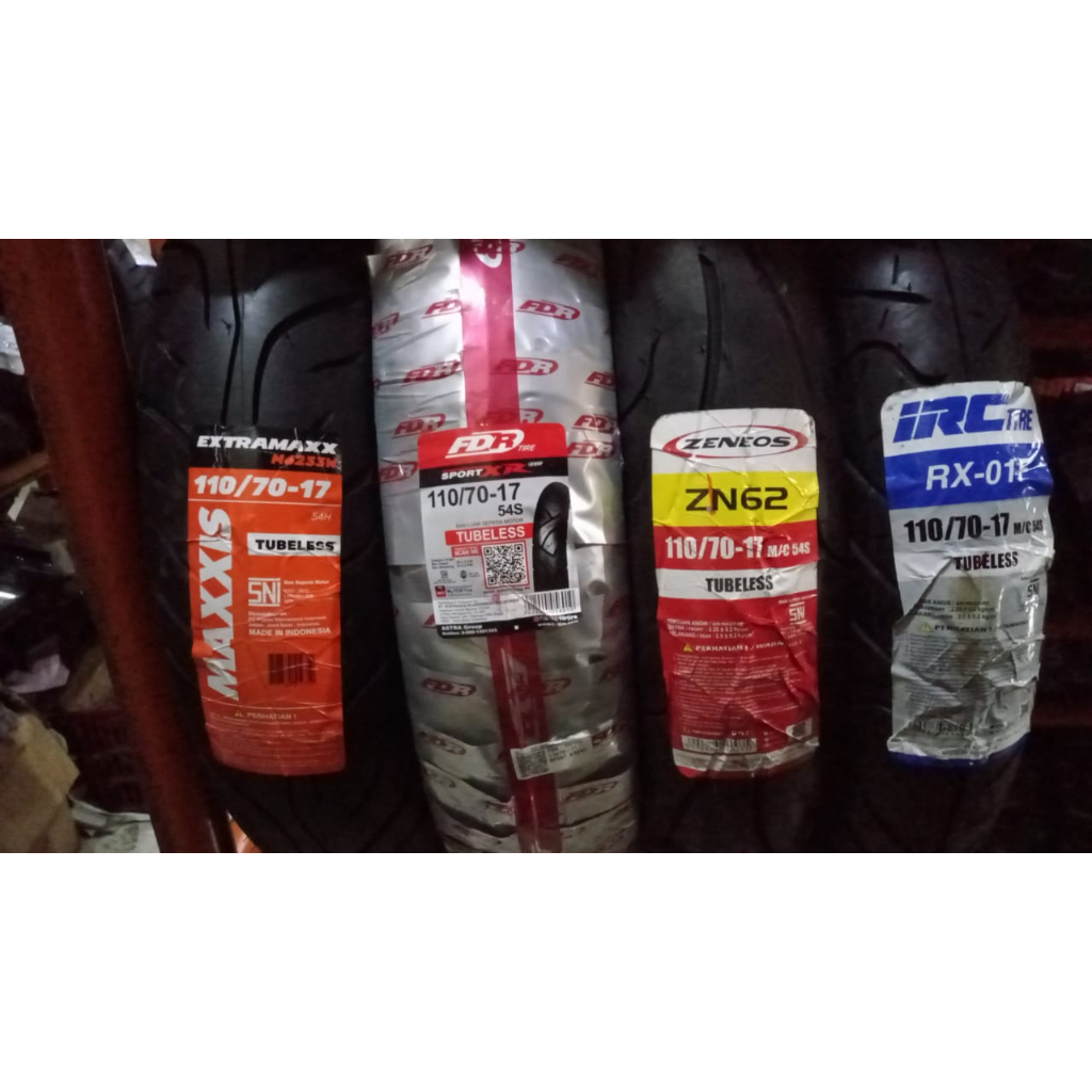 Gabungan Ban Luar Motor 110/70-17 Dan 110/80-17 Tubeless (Bonus Pentil Tubeless Besi)