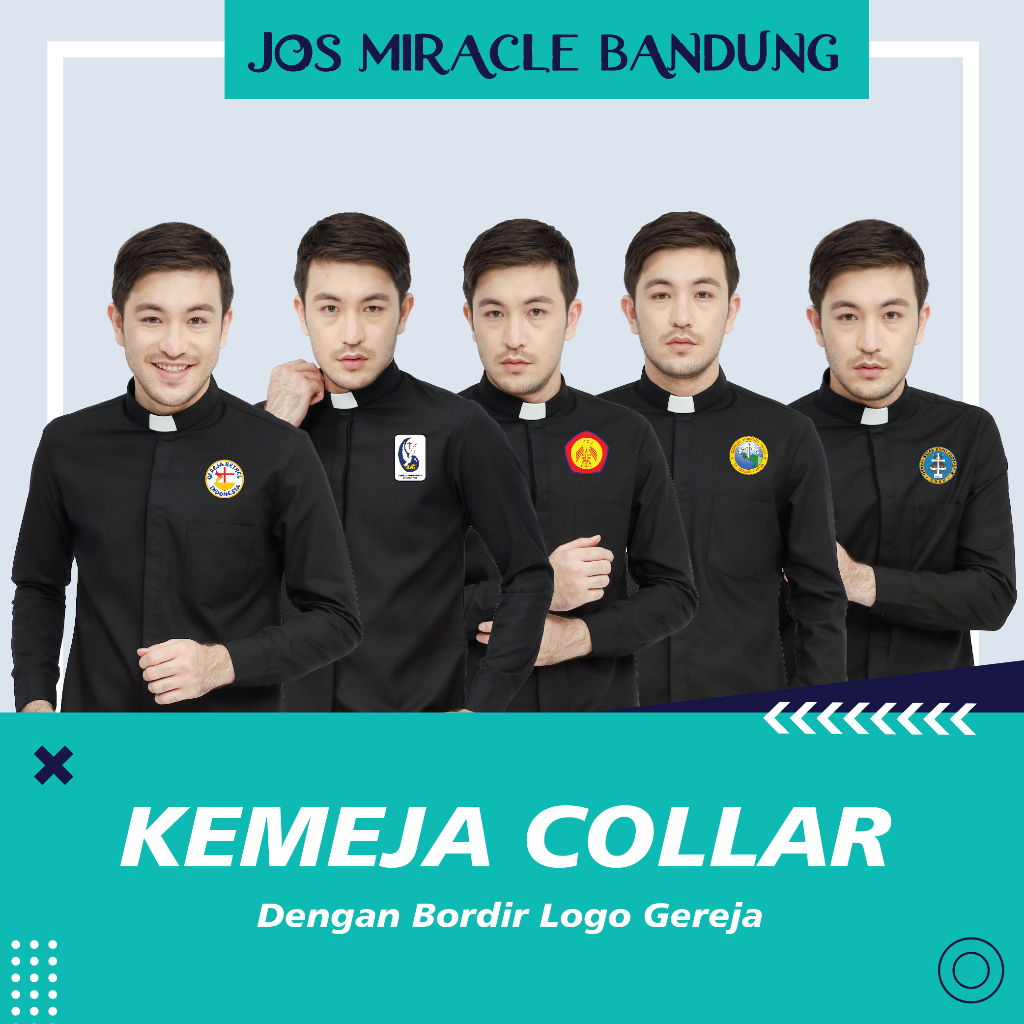 Pendeta - Kemeja Collar Pria Panjang - Bordir Gereja - Jos Miracle Bandung - Miracle - JMB