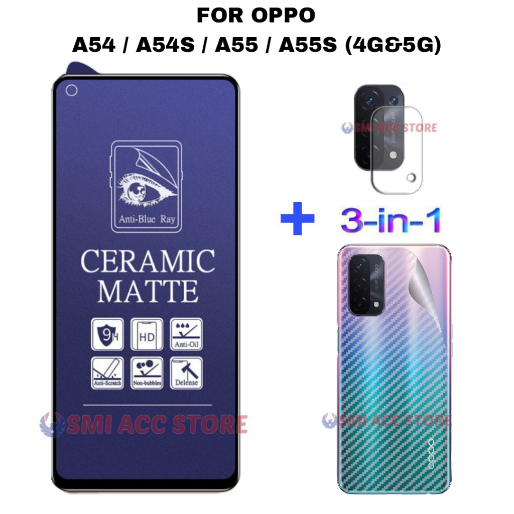 PAKET TG OPPO A54 5G / A54 4G / A54S / A55 4G / A55 5G Tempered Glass Ceramic Anti Blue 9H Anti Gore