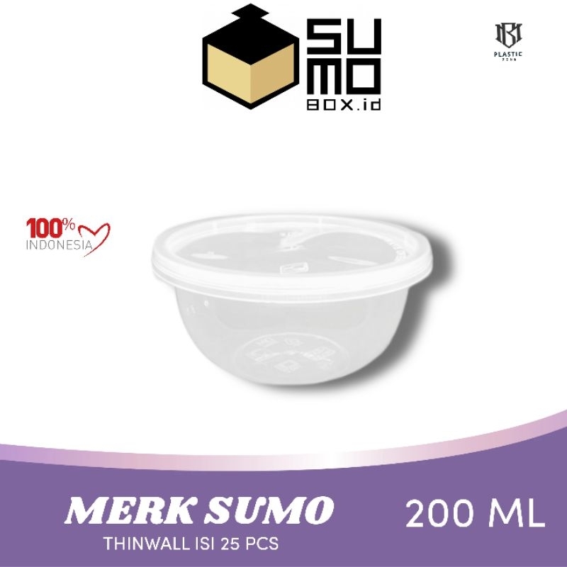 THINWALL MANGKOK BULAT 200ML +TUTUP /MANGKOK PLASTIK BULAT 200 ML