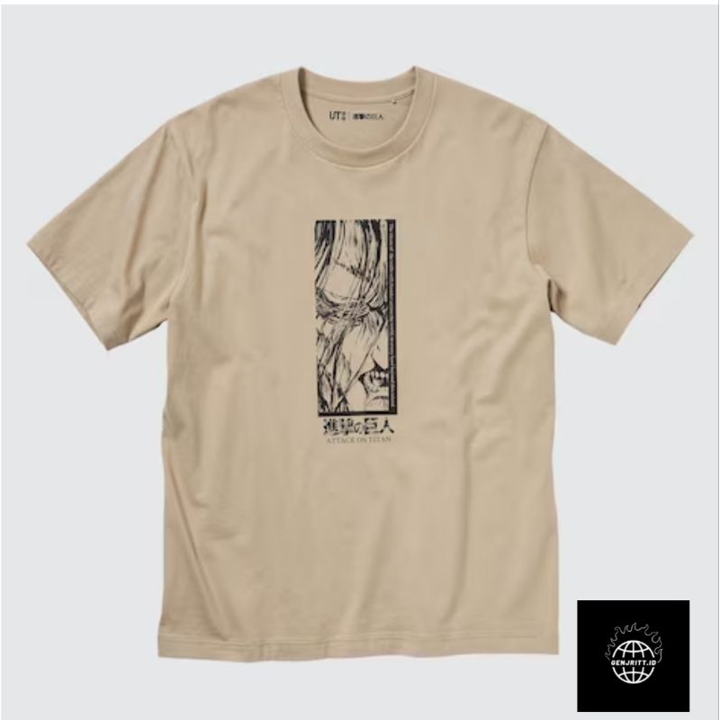 Ut Lengan Pendek Uniqlo x Aot Beige Size S