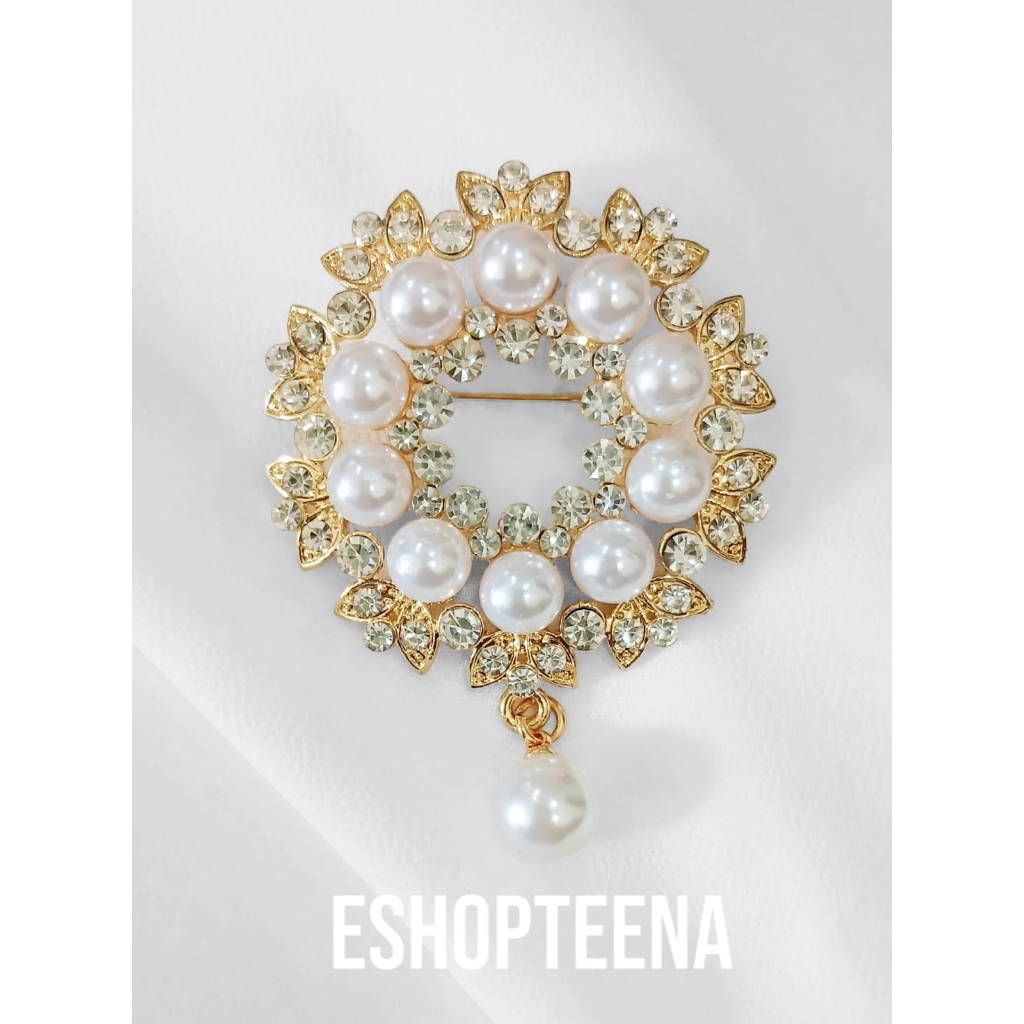 B10 Bros bulat pearl full diamond rosegold &amp; gold_bros hijab_bros jilbab