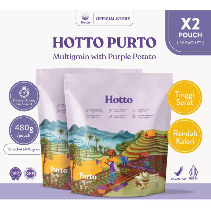 

Hotto Purto 2 Pouch (Total 32 sachet) Multigrain w/ Purple Potato