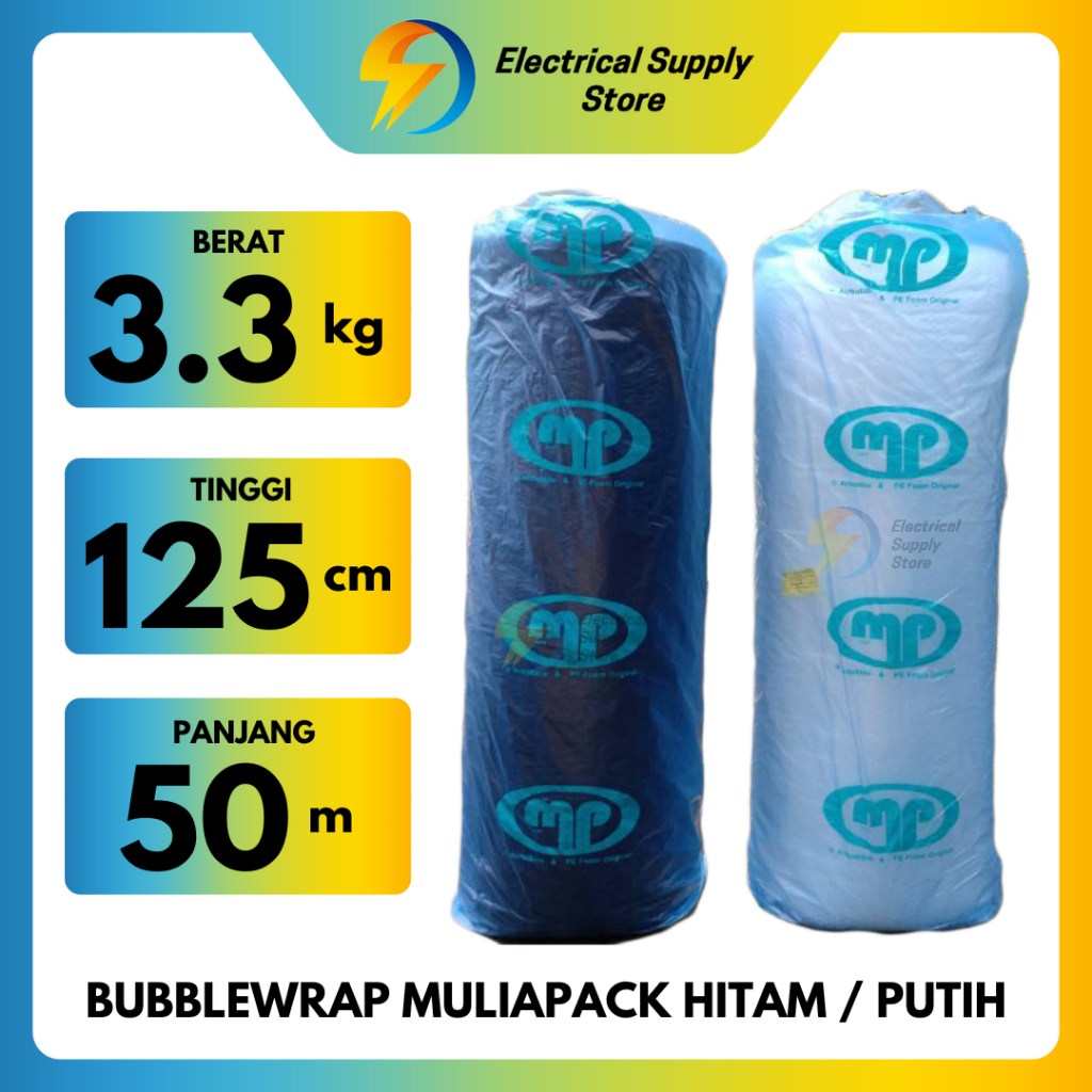 

[JAMBI ONLY] BUBBLEWRAP [MP] / MULIAPACK BERAT 3.3 KG TINGGI 125 CM PANJANG 50 METER HITAM DAN PUTIH