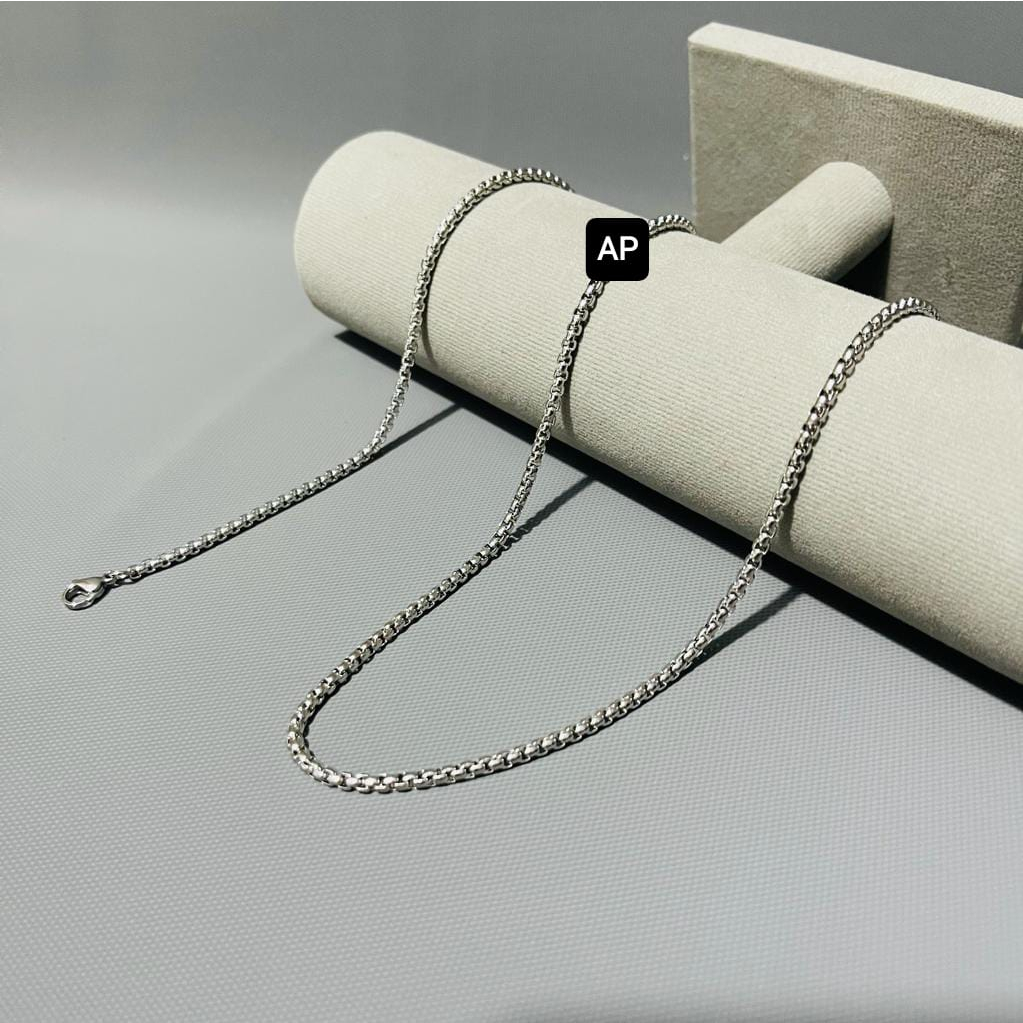 KALUNG TITANIUM PRIA WANITA MODEL ROLLO SILVER/EMAS/HITAM