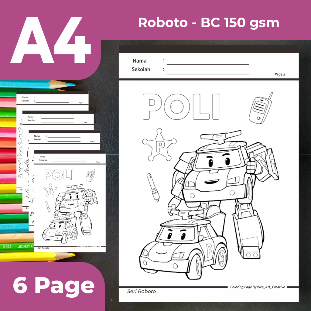 

Coloring Page Roboto | Kertas Gambar/Mewarnai untuk TK/PAUD Seri Roboto / Ukuran A4 Bahan Tebal