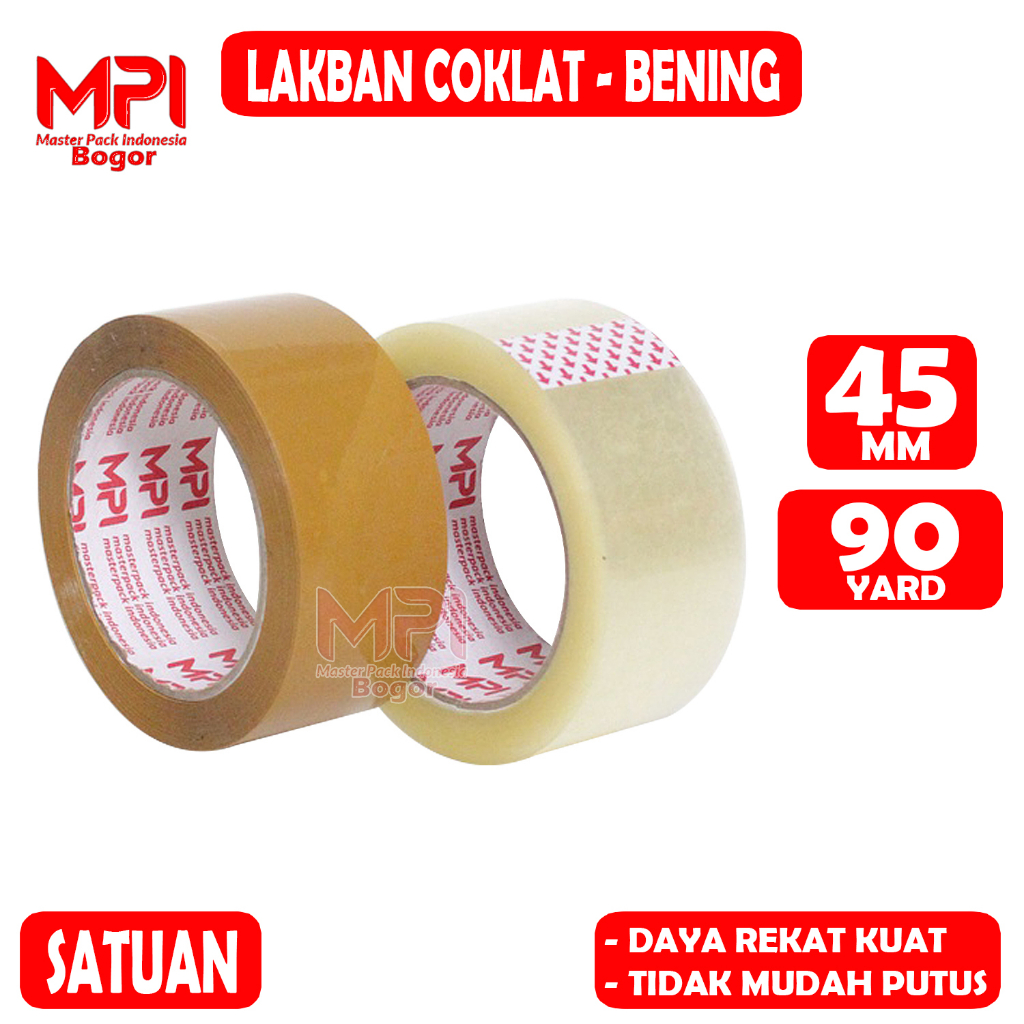 

Lakban Coklat - Lakban Bening MPI 45 mm x 90 yard / Lakban Packing - Master Pack Indonesia