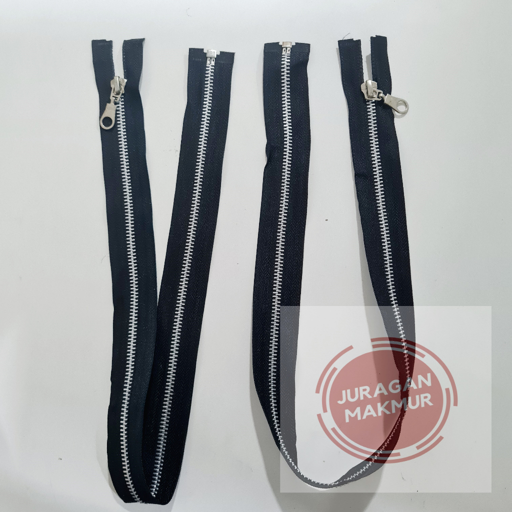 [12pcs] Resleting Jaket Ukuran 24inch 60cm Gigi Silver - Resleting Jaket Panjang Silver 60cm - Selet