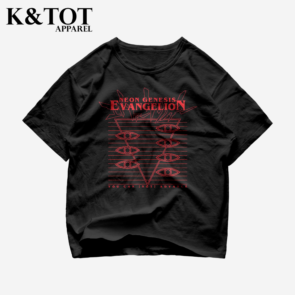 KNTOT - KAOS BAJU NEON GENESIS EVANGELION RED ANIME WIBU | TSHIRT OVERSIZE VINTAGE HITAM BOOTLEG - P