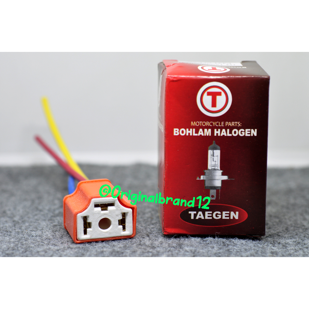 Socket H4 + Bohlam halogen Lampu H4 taegen