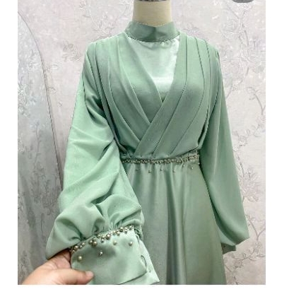 ALINKA DRESS GAMIS PESTA SATIN MUTIARA BRIDESMAID SERAGAMAN MEWAH BIGSIZE KONDANGAN