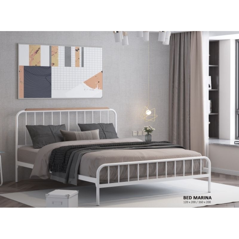 Ranjang Besi / Divan Sandaran Besi / Metal Bed / Rangka Tempat Tidur Besi Modern Minimalis Marina Si