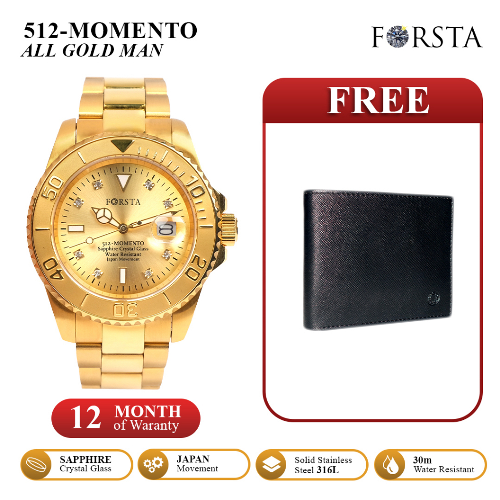 Jam Tangan Forsta Momento All Gold Man Pria smartwatch