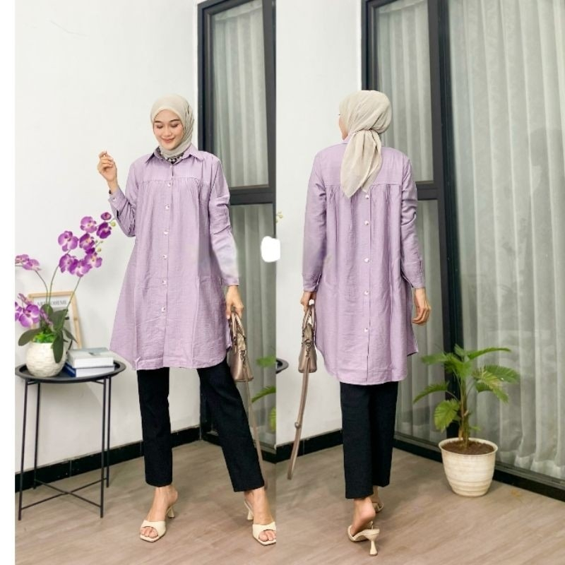 Tunik polo linen /variasi kancing belakang