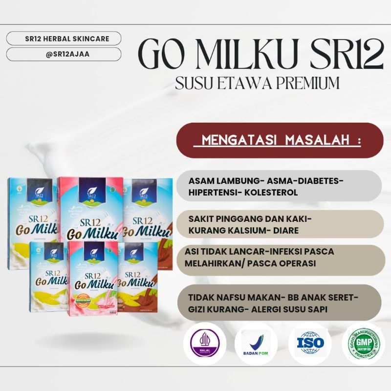 

GOMILKU SR12/SUSU ETAWA PREMIUM/+EKTRAK DAUN KELOR-IKAN GABUS-MADU/SUSU BAYI-LANSIA/SOLUSI ALERGI SUSU SAPI